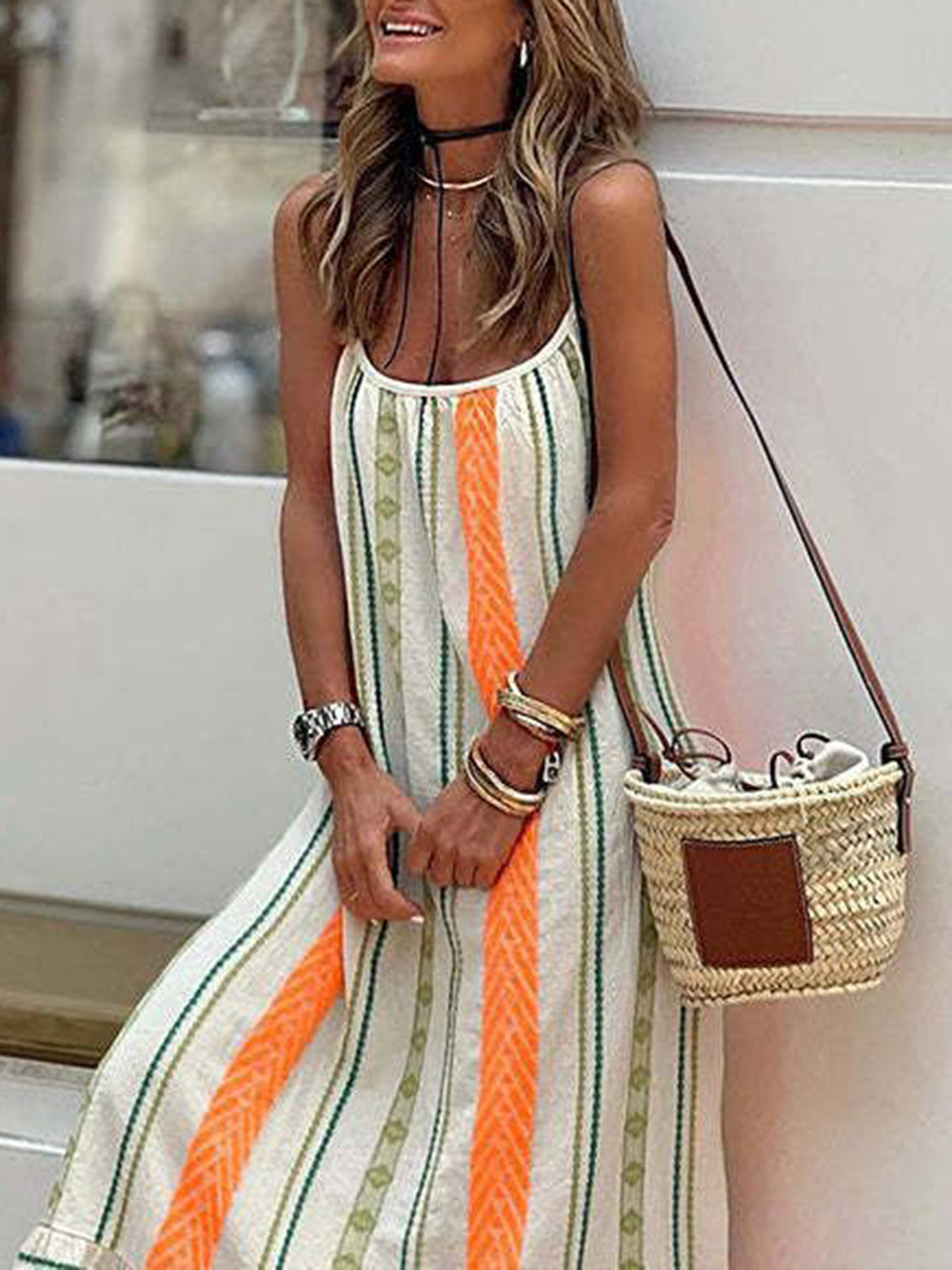 Women'S Casual Bohemian Printed Sling Loose Dress