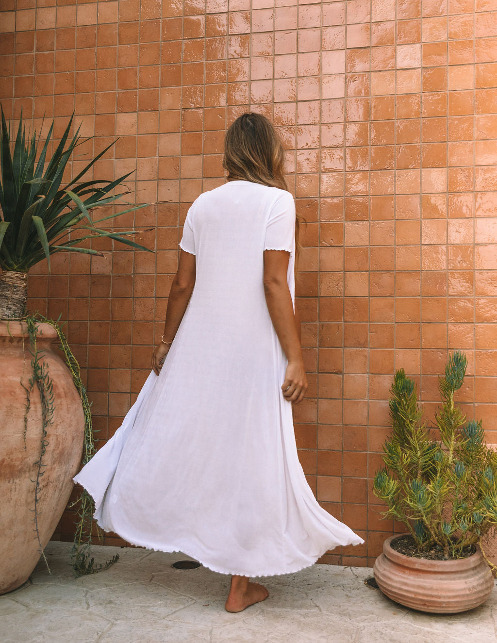 Hot Springs Button Down Knit Maxi Dress White FINAL