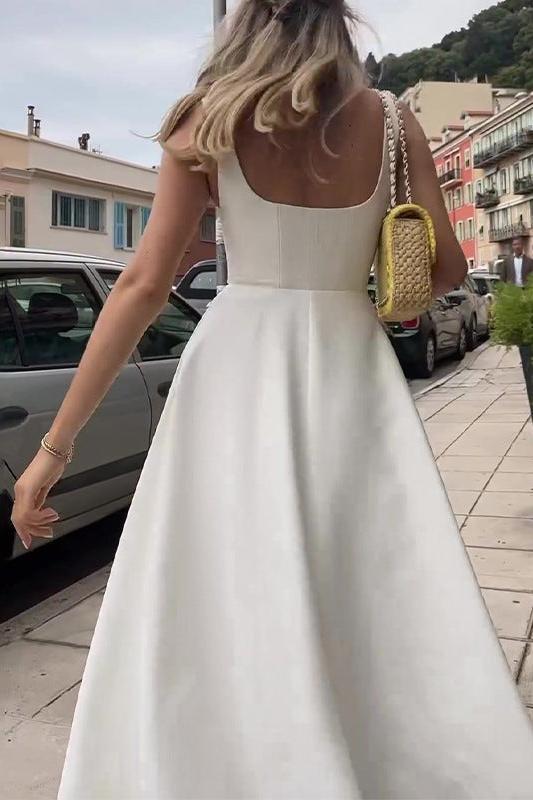 Celeste Charm Square Neck Midi Dress