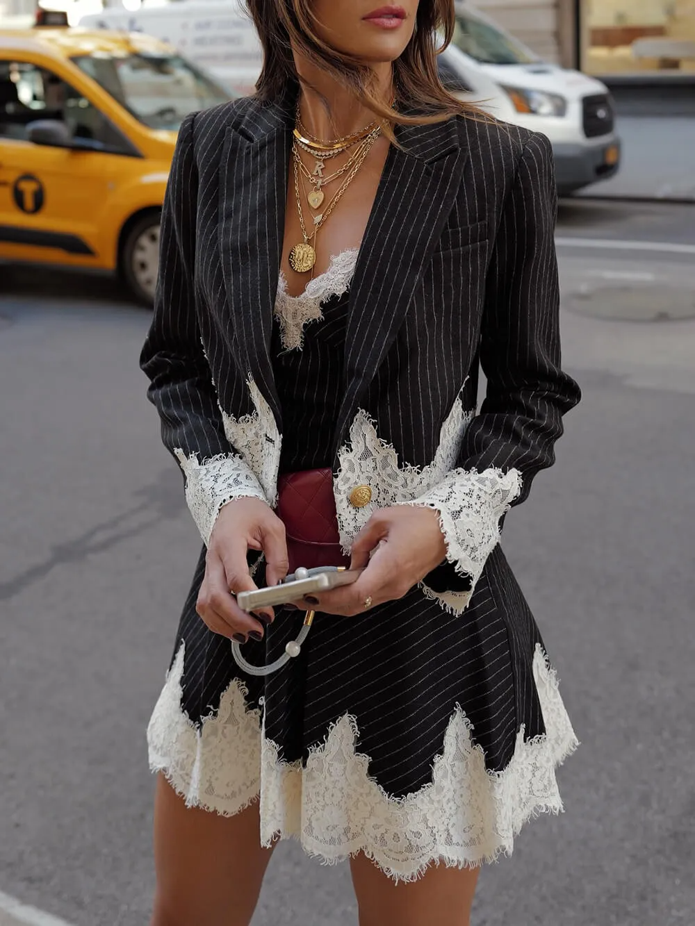 Ella Striped Lace Mini Dress