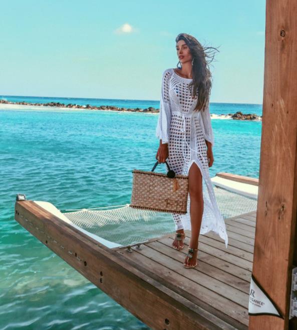 Maryam Cotton Sheer Crochet Maxi Dress White