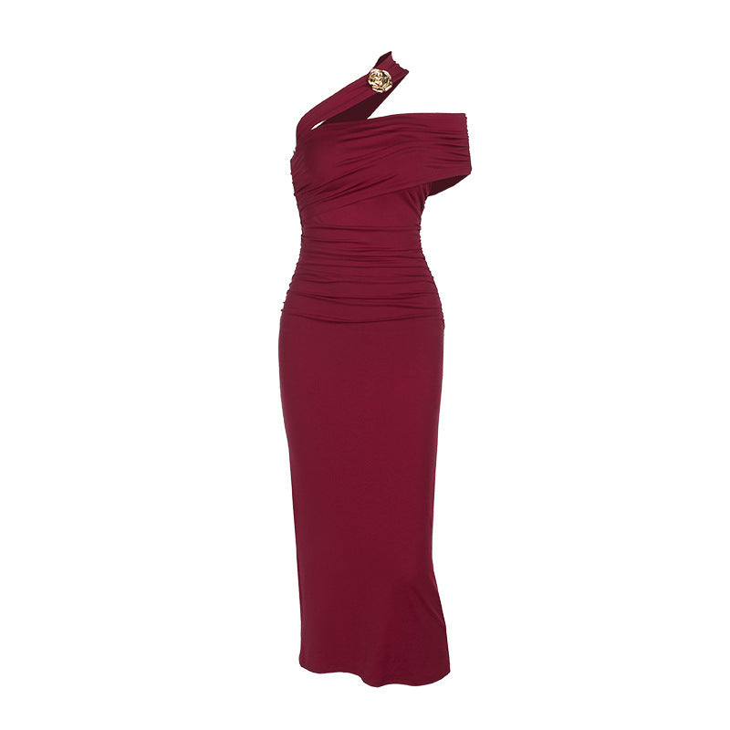 Horres Midi Dress Maroon
