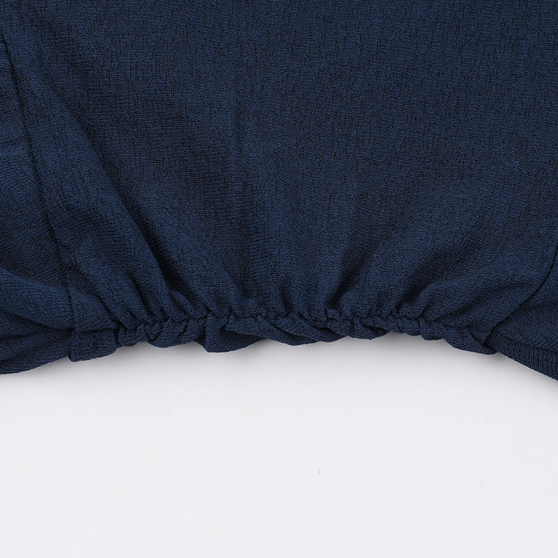 Cosmic Elegance V Neck Dress Blue