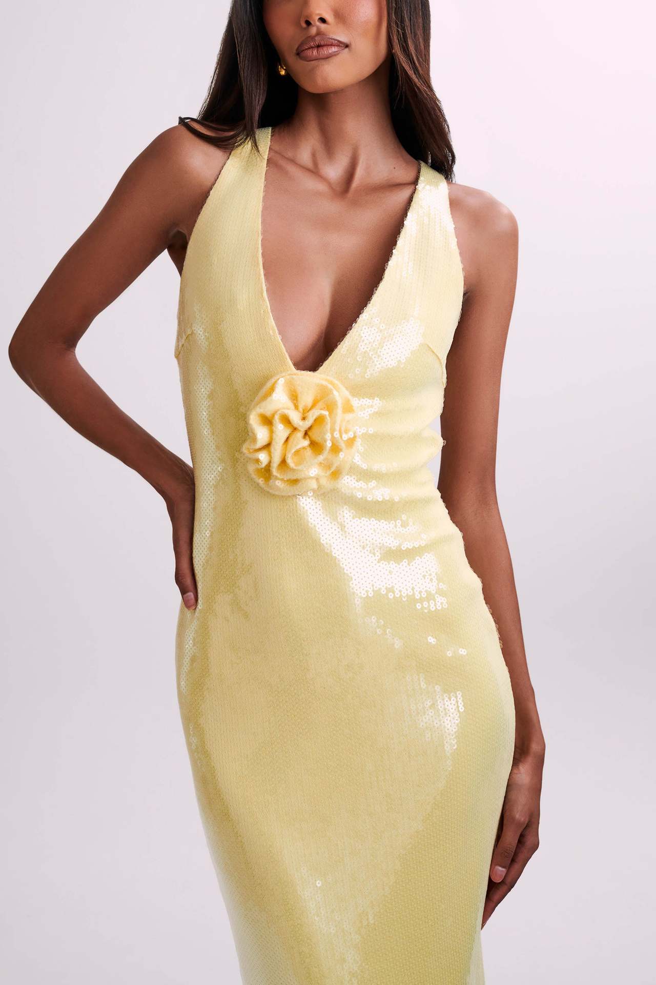 Hexed Bodycon Dress Yellow