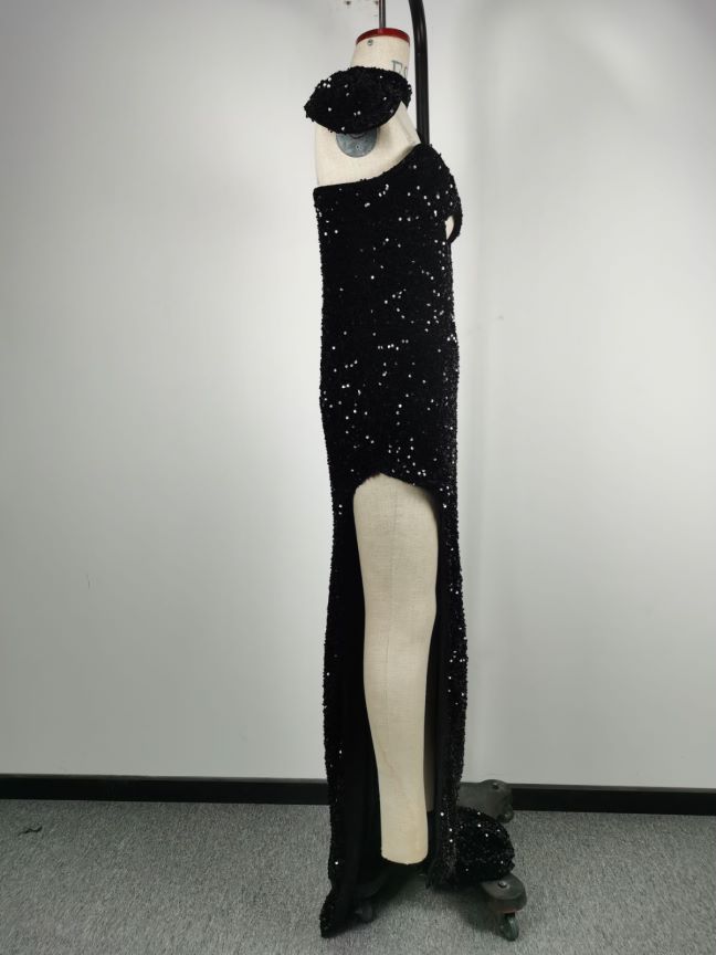 Sequined Tube Top Banquet Dress Hip Wrapped Evening Dress