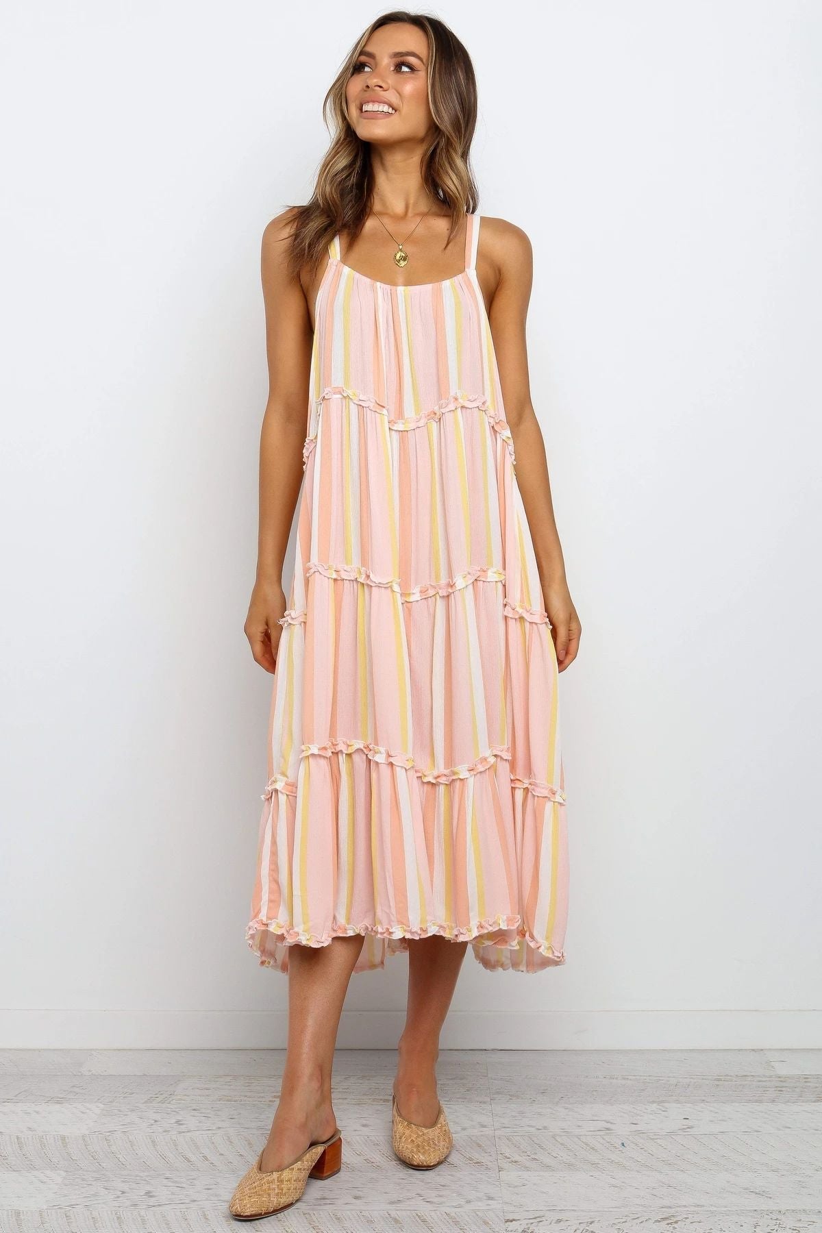 Copeland Smocked Tiered Tassel Maxi Dress FINAL