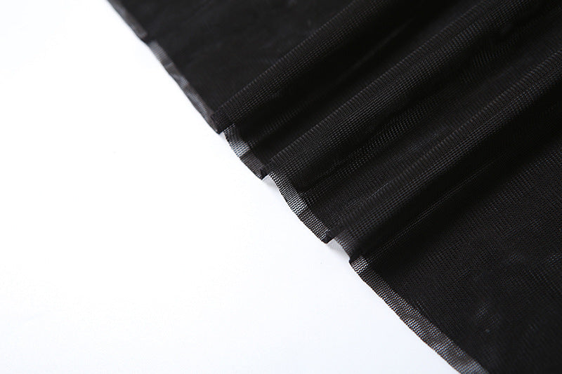 Velvet Crush Sheer Dress Black