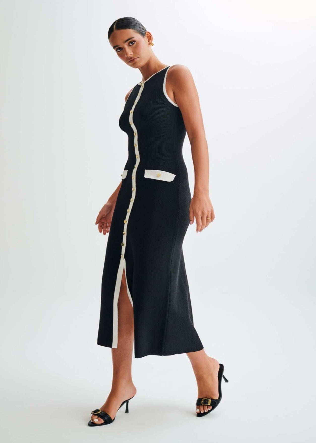 Valeria Contrast Trim Midi Dress