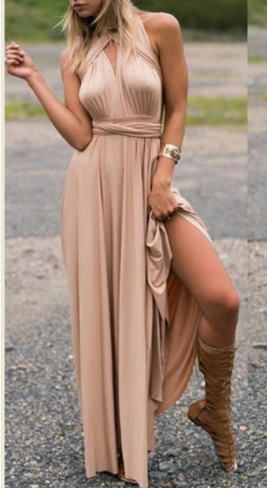 Udelle Smocked Halter Midi Dress Toffee FINAL