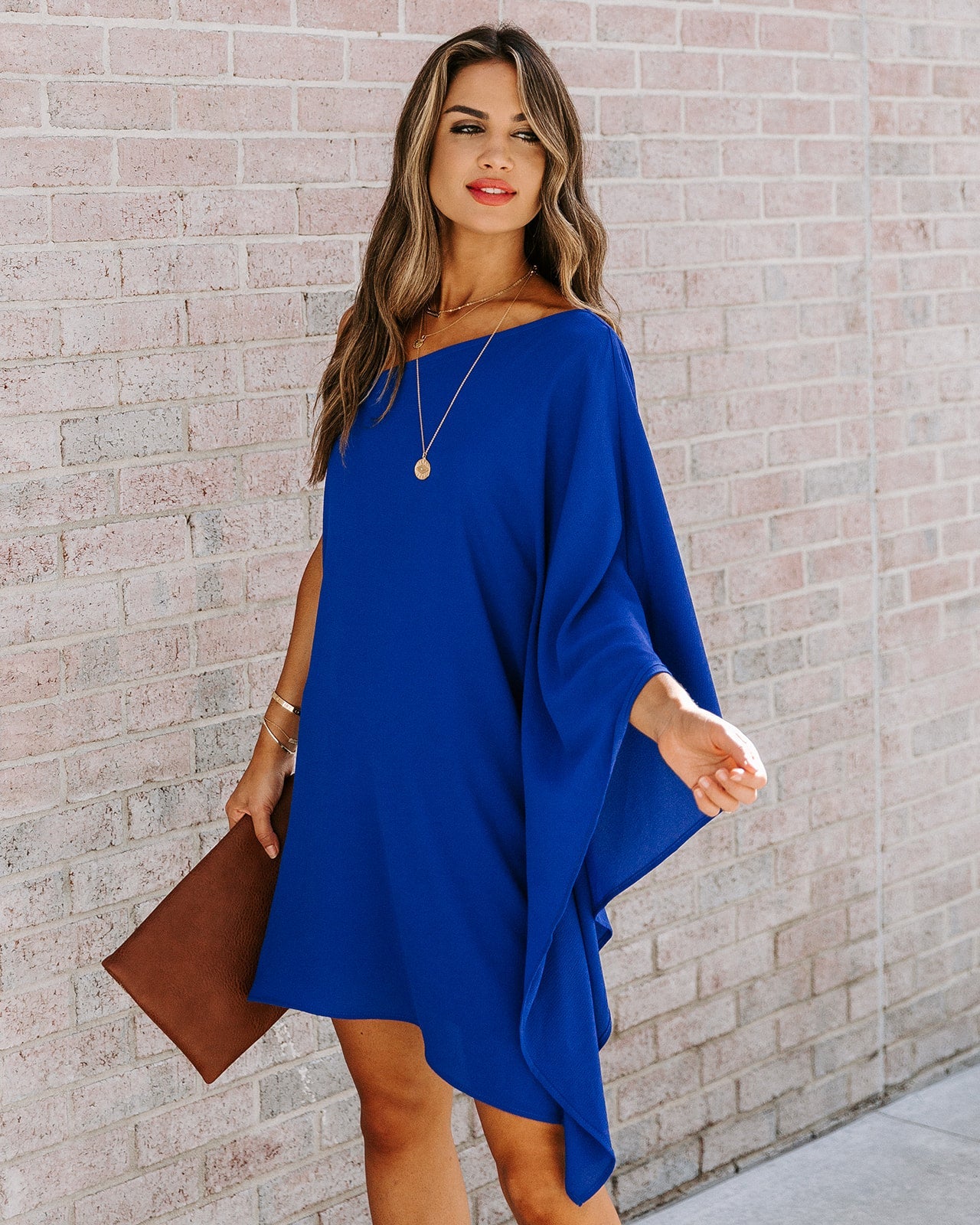 Side To Side One Shoulder Statement Dress Royal Blue