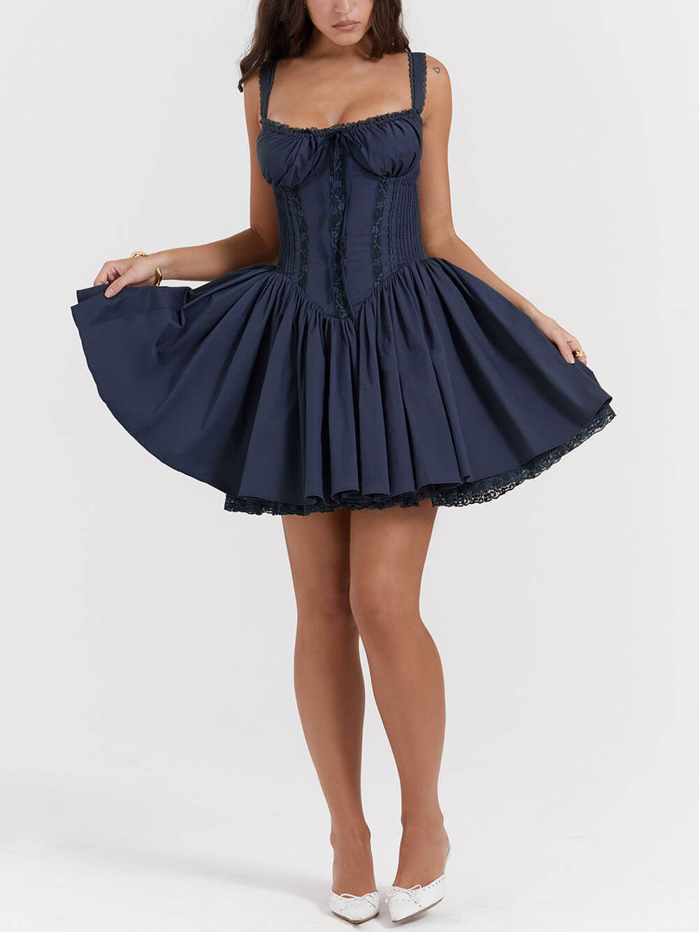 Eleanor French Navy Corset Mini Dress