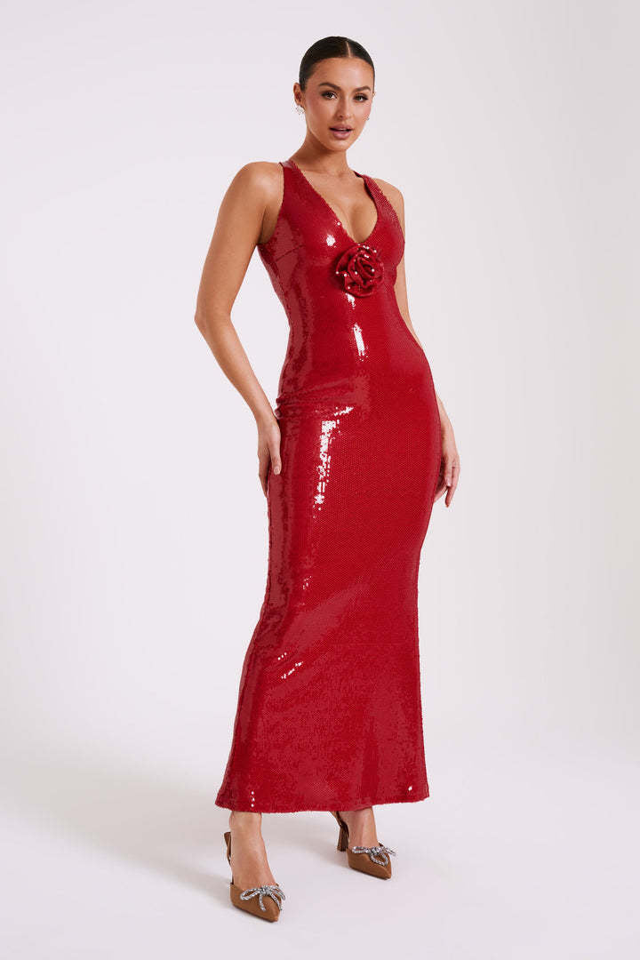 Hexed Bodycon Dress Red