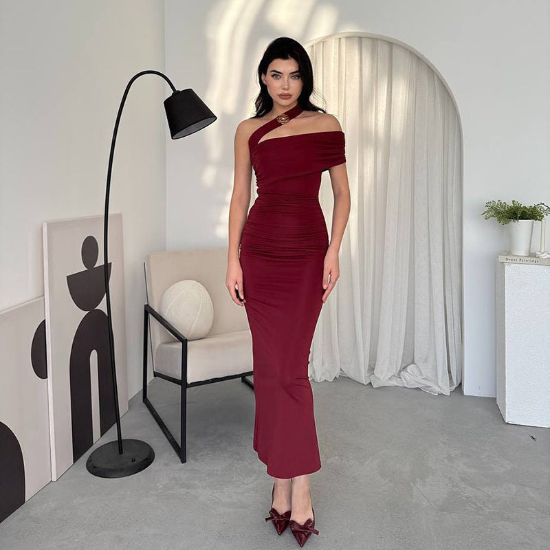 Horres Midi Dress Maroon