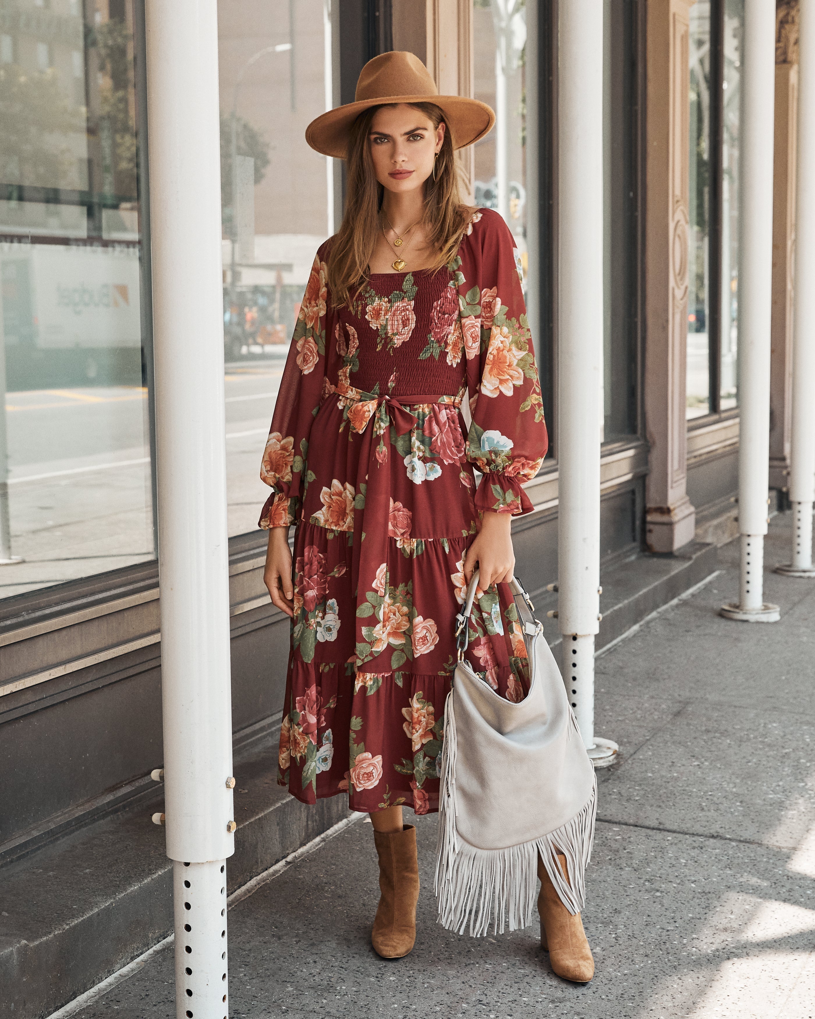 Claudette Floral Smocked Midi Dress FINAL