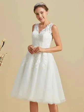 Civil Wedding Dress V-Neck Sleeveless Buttoned on the Back Satin Modern Bridal Gowns ow Satin Court Train Sleeves Bridal Gown Princess White Vestido De Novia Mermaid