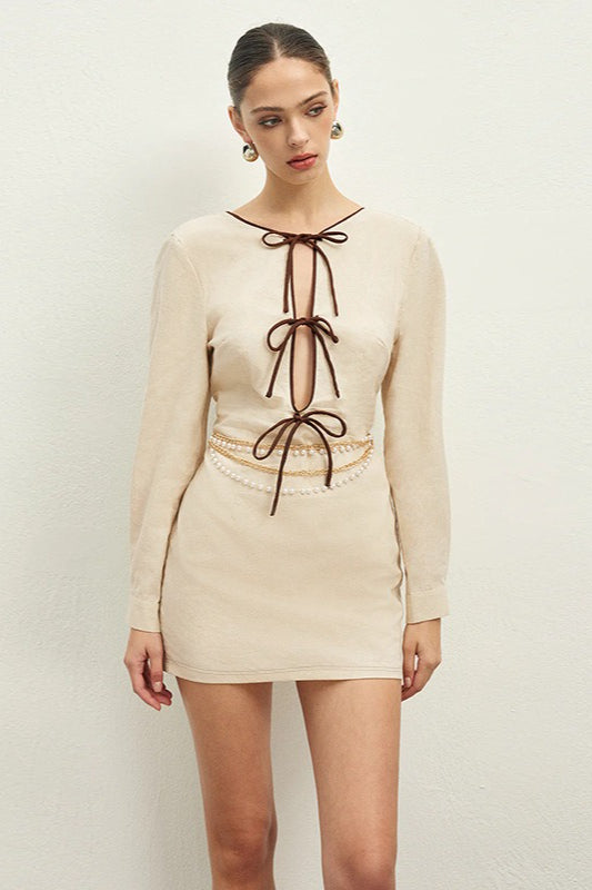 Lace Up Cutout Back Mini Dress
