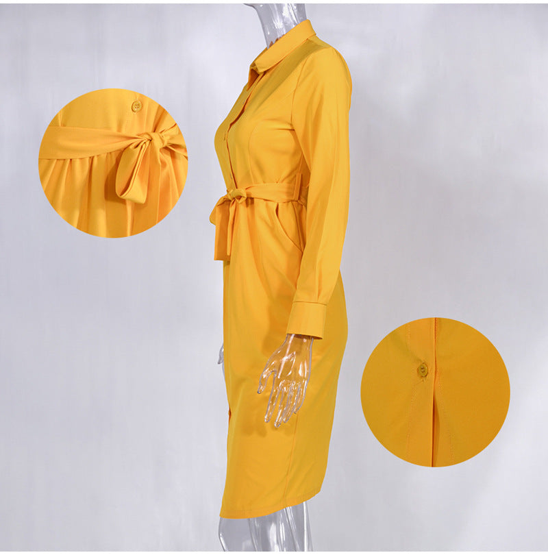 Growth Satin Button Down Shirt Dress Marigold