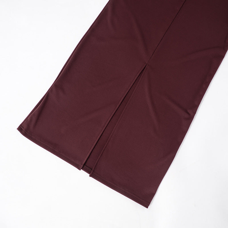 Hudson Maxi Dress With Stole And Gloves Maroon