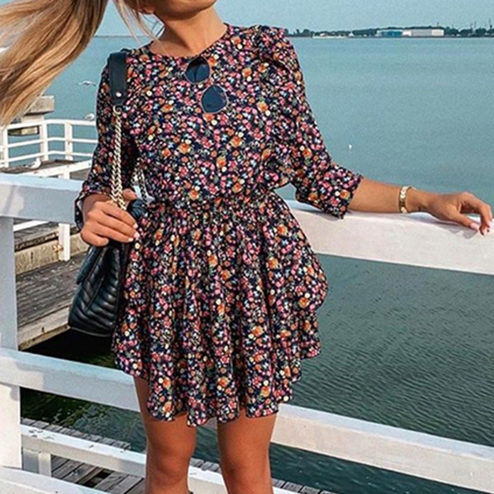Flower District Pocketed Belted Velvet Dress