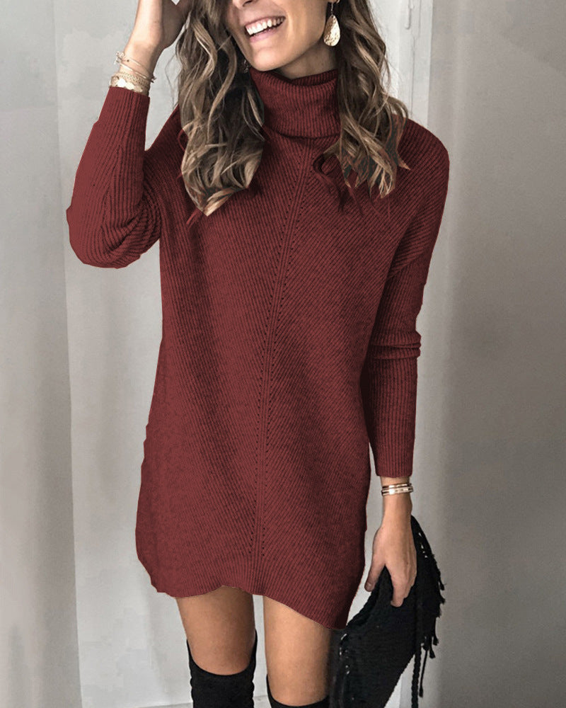 Kannon Turtleneck Sweater Dress Cinnamon FINAL