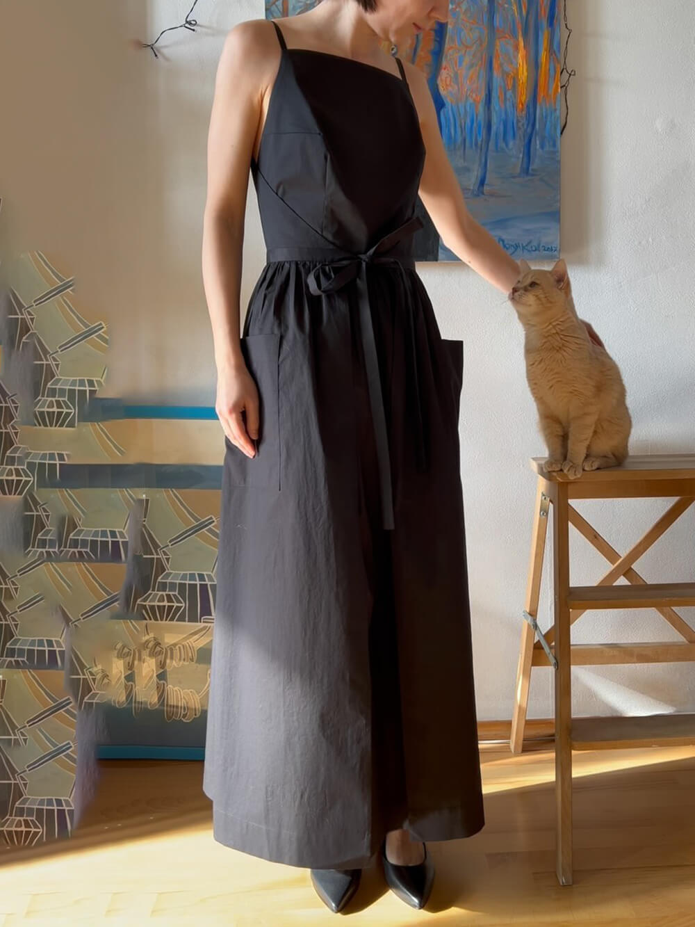 Unique Side Slit Lace Up Pocket Vest Dress