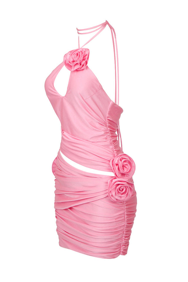 Flower Appliqu Cut Out Minidress