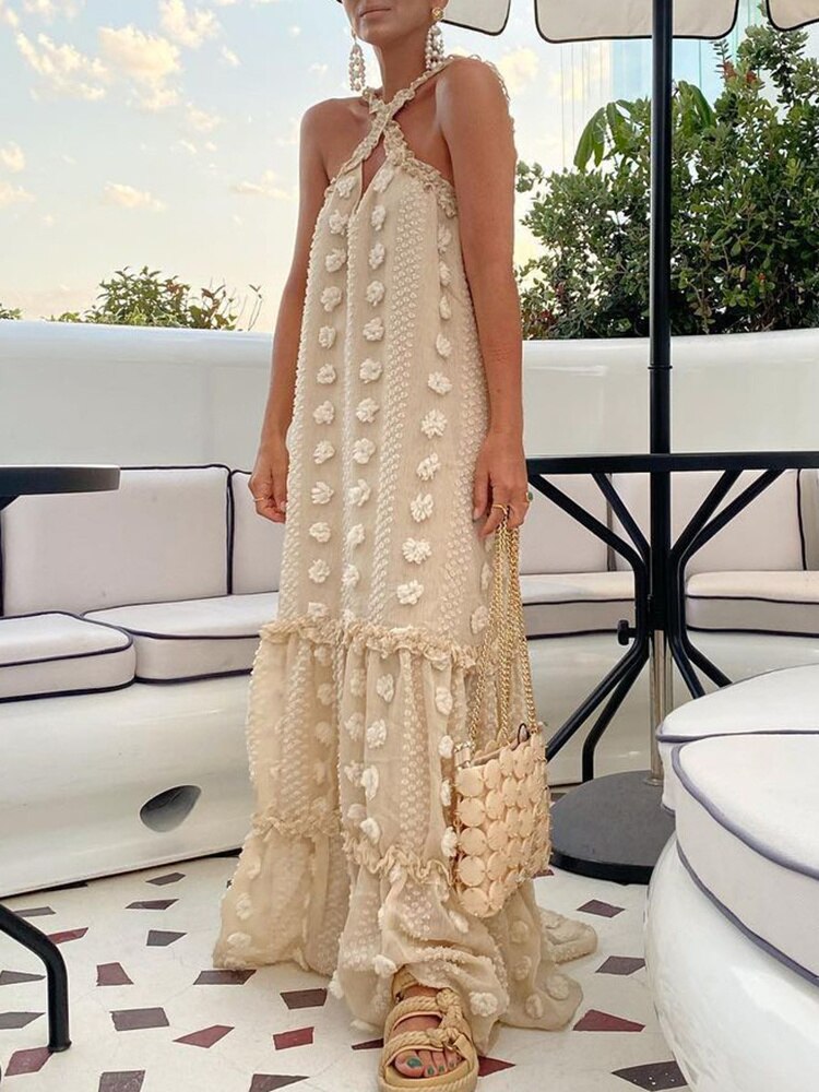 Sienna Halterneck Embellished Maxi Dress
