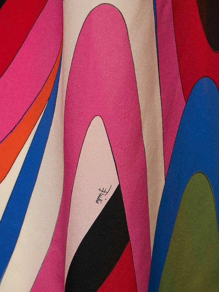 Strapless Side Slit Moir�� Print Maxi Dress