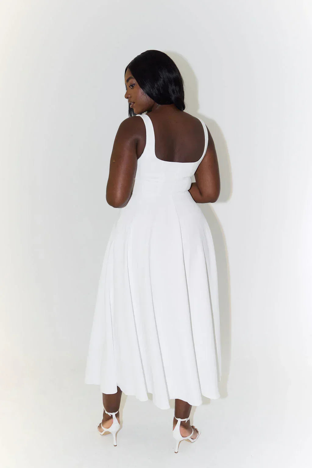 Celeste Charm Square Neck Midi Dress