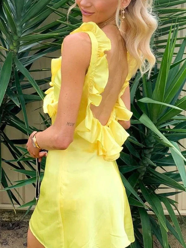 Ayhan Yellow Ruffle Dress
