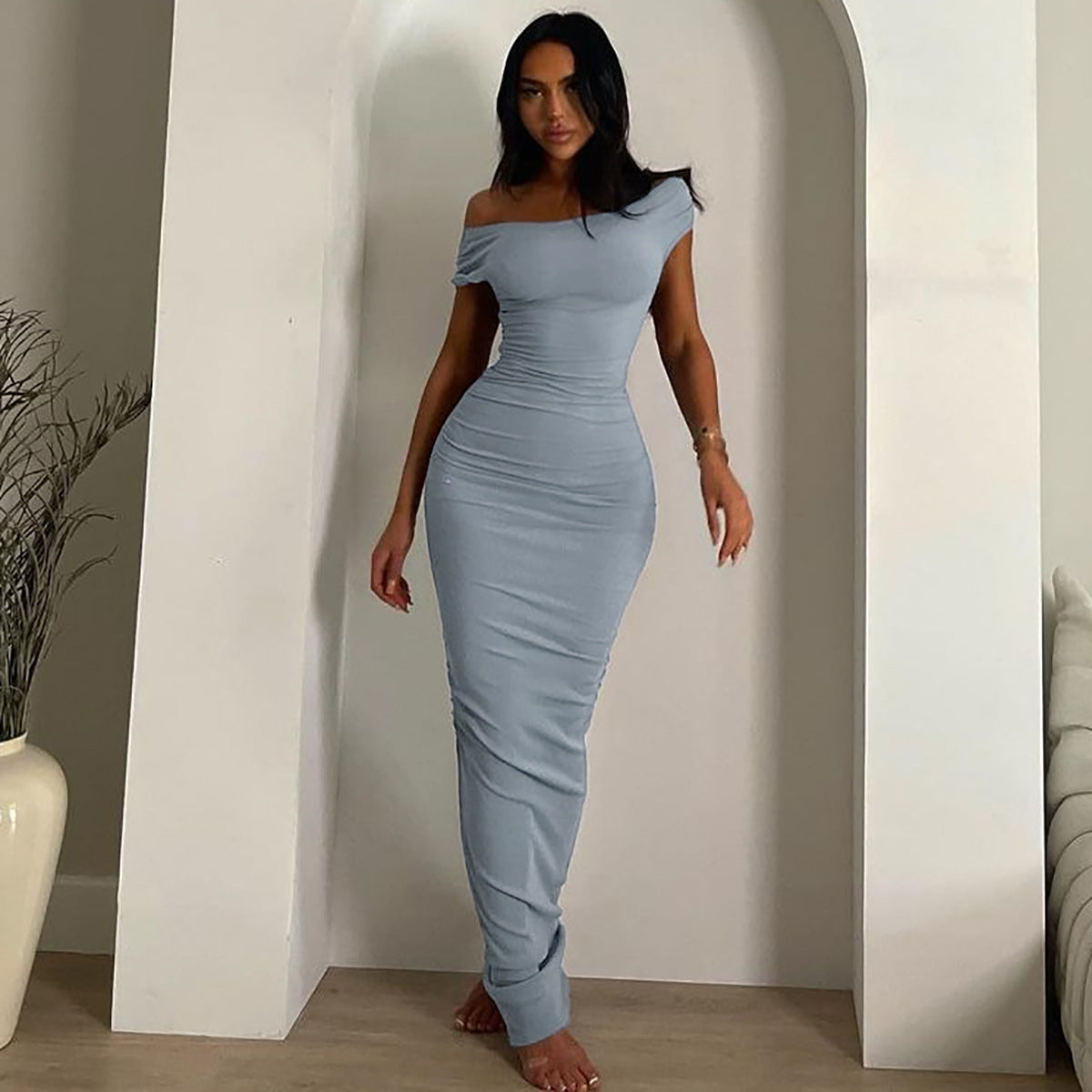 Mystical Off Shoulder Dress Grey