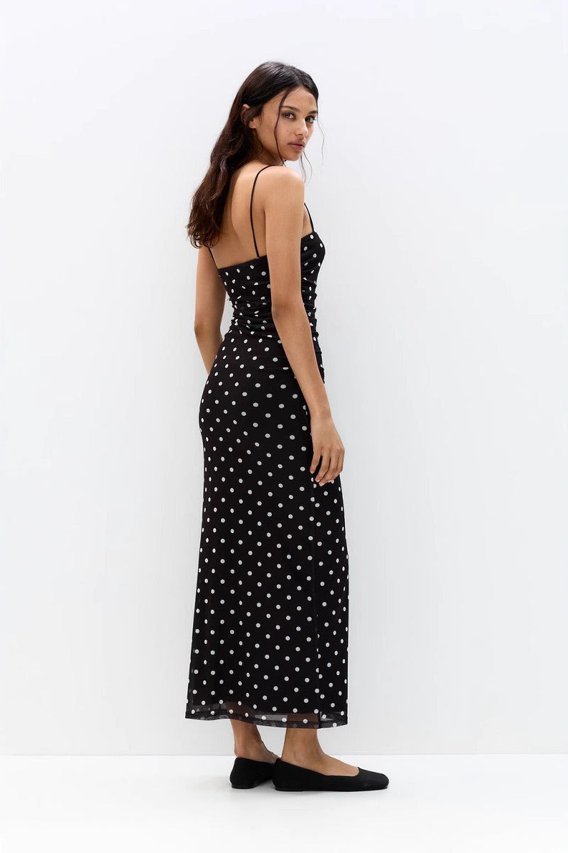 Polka Dot Cami Bodycon Maxi Dress