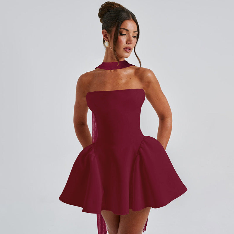 Skylene Mini Dress Maroon