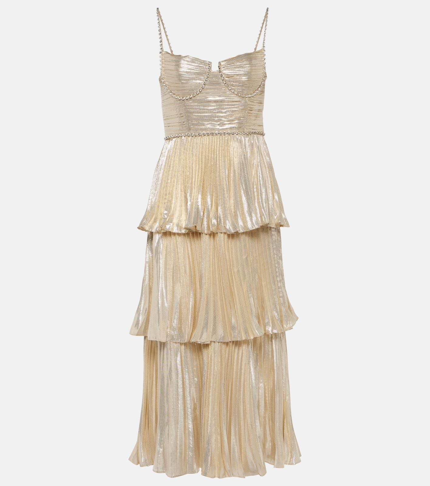 Party Ruffle Midi Dress Champagne