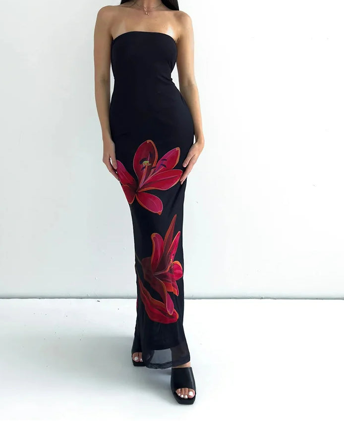 Tube Bodycon Laceup Floral Dress