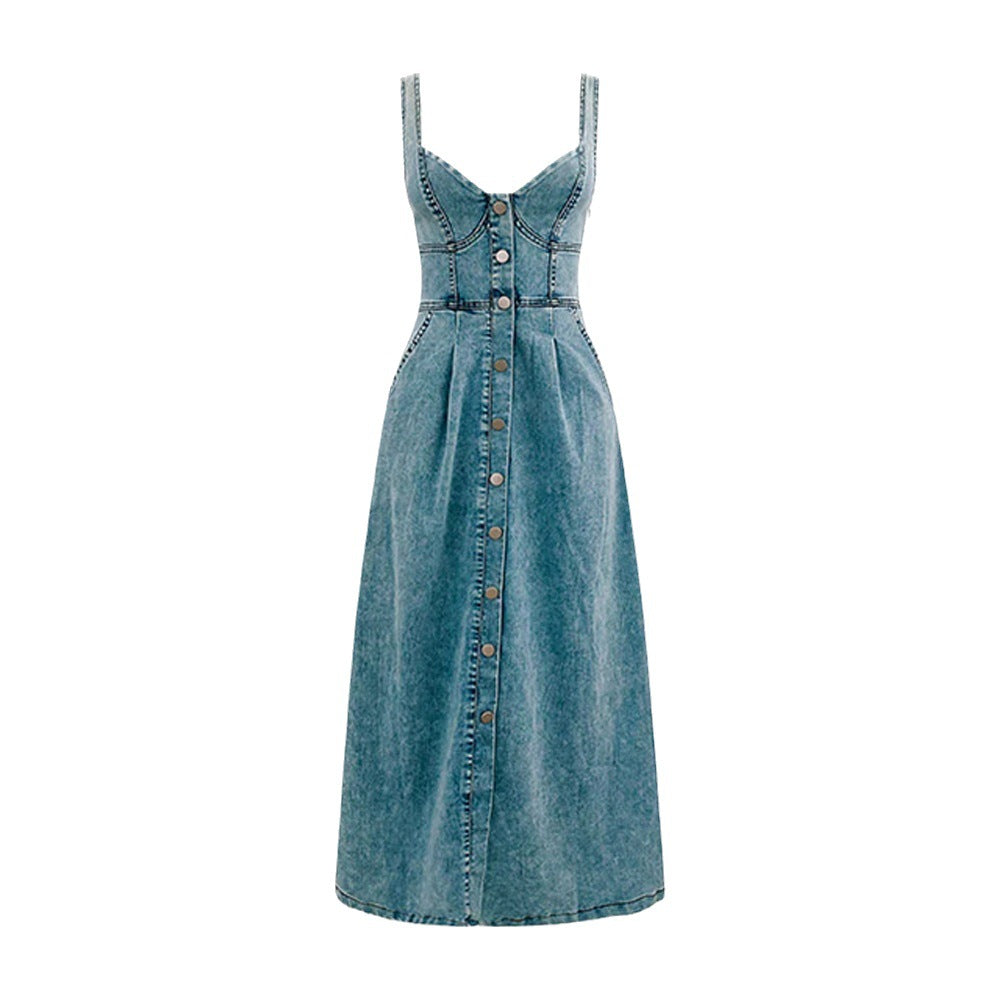Denim Lush Midi Dress Blue