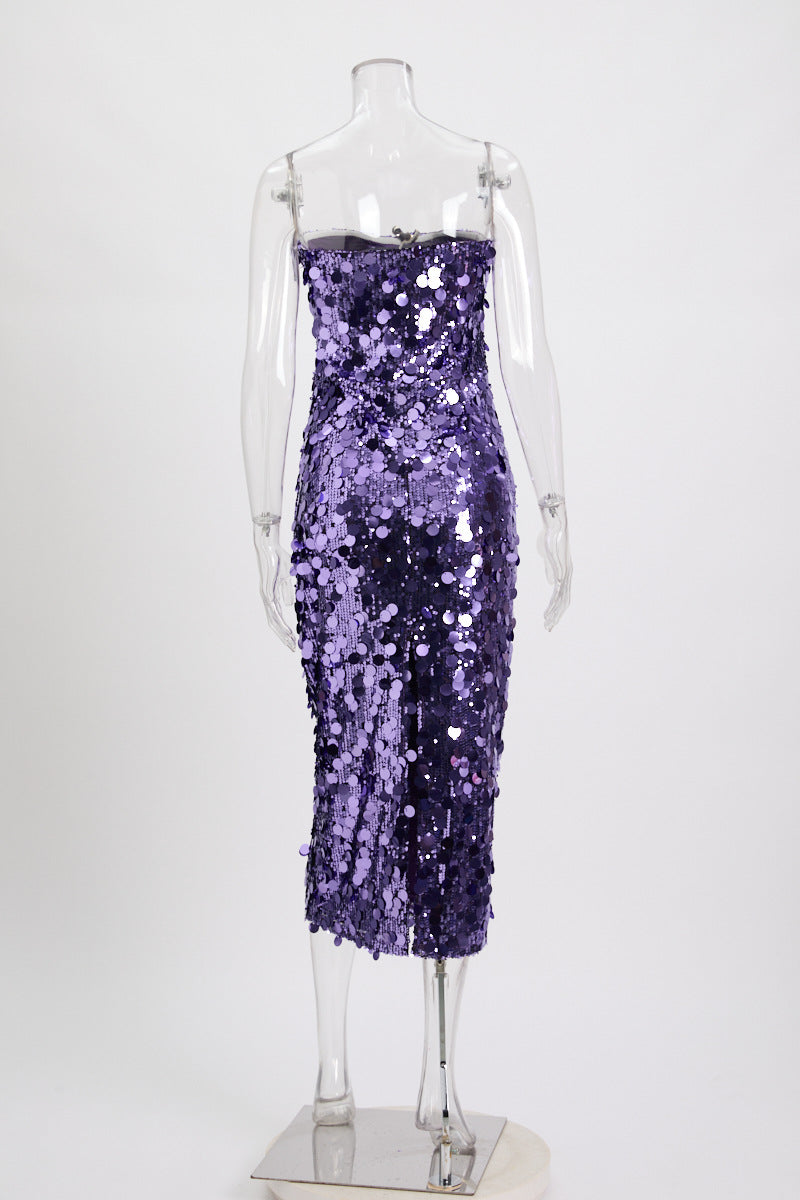 Sparkly Babe Midi Dress Purple