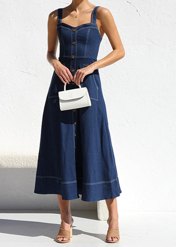 Santorini Indigo Denim Button Down Midi Dress