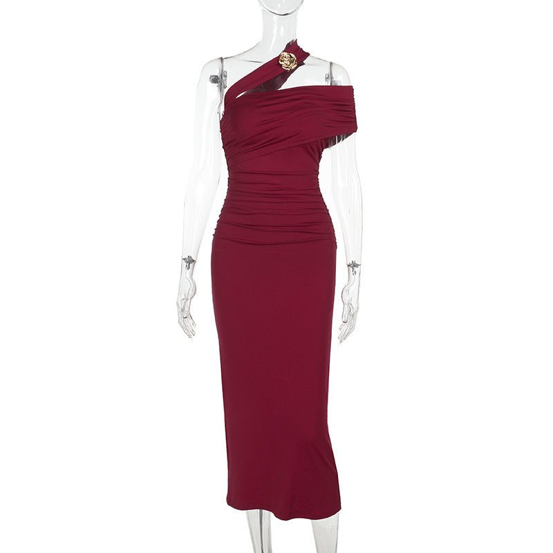 Horres Midi Dress Maroon