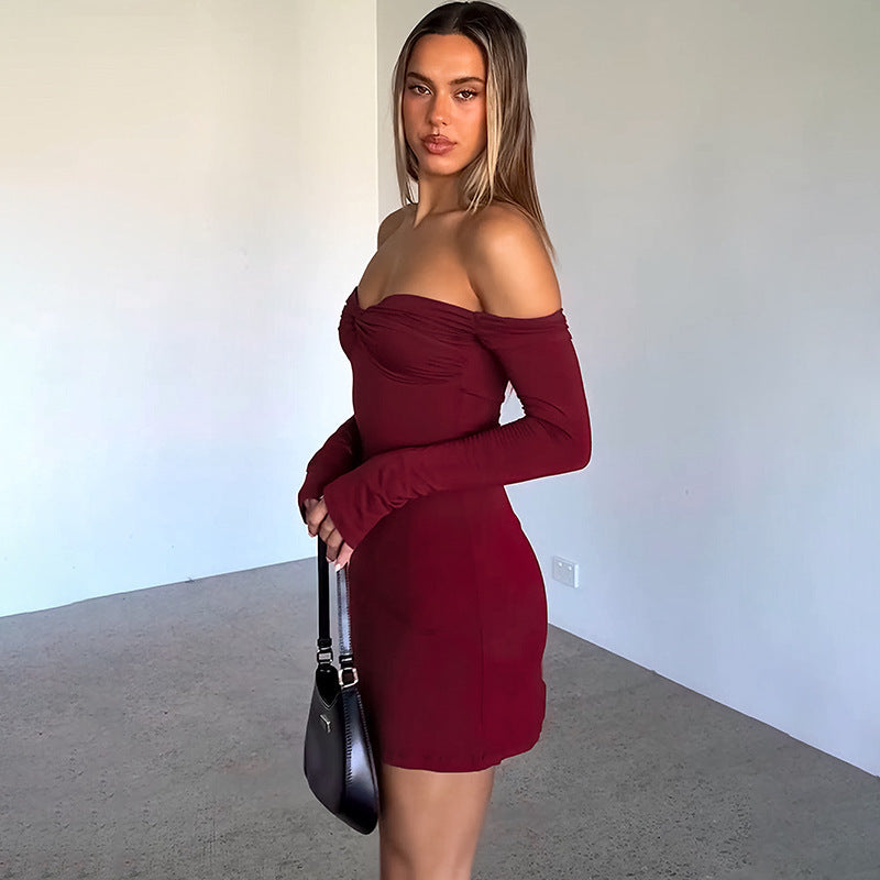 Crimson Kiss Mini Bodycon Dress Maroon