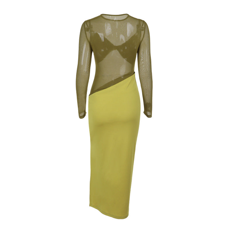 Marysh Mesh Bodycon Dress Yellow