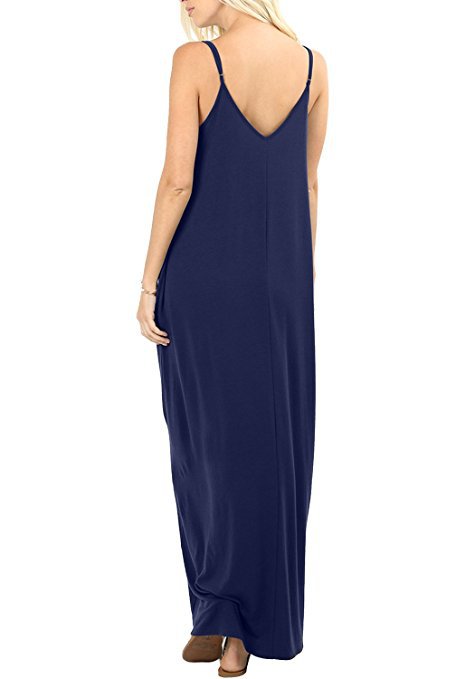 Giselle Tencel Pocketed Olivian Maxi Dress Dark Blue
