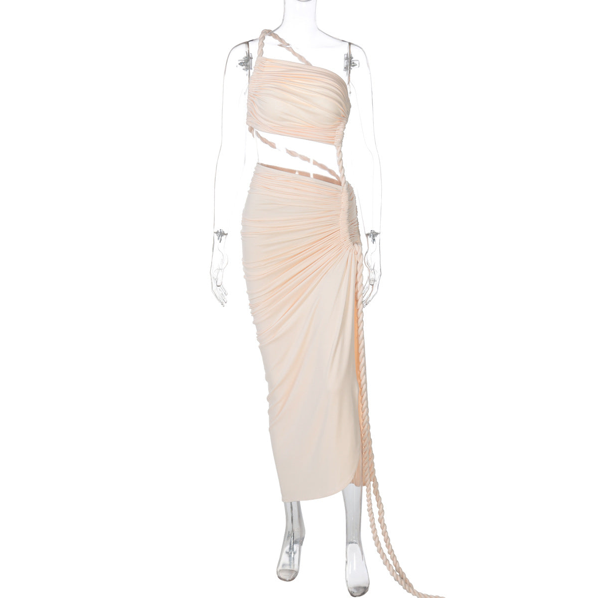 Delia Asymmetrical Dress Beige
