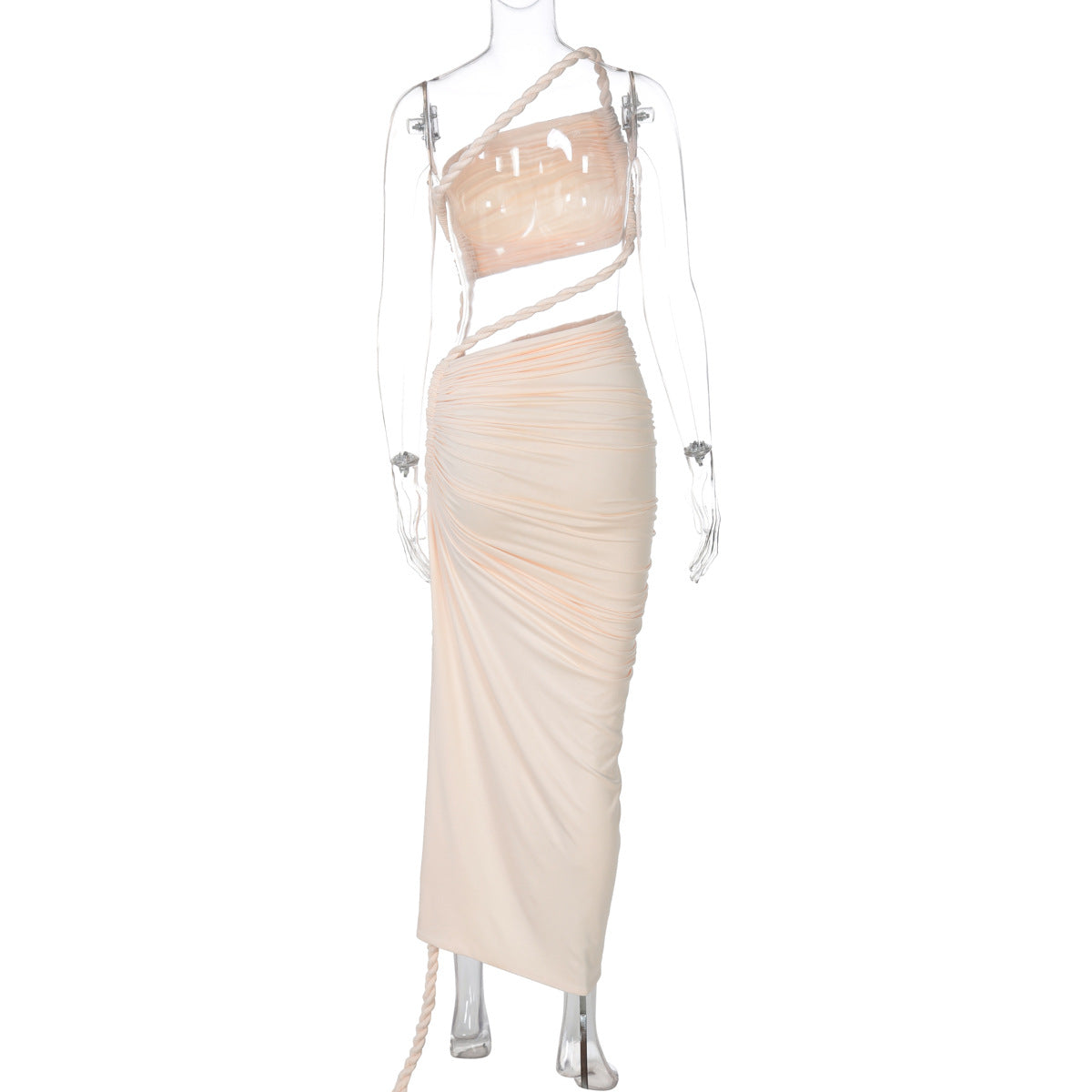 Delia Asymmetrical Dress Beige