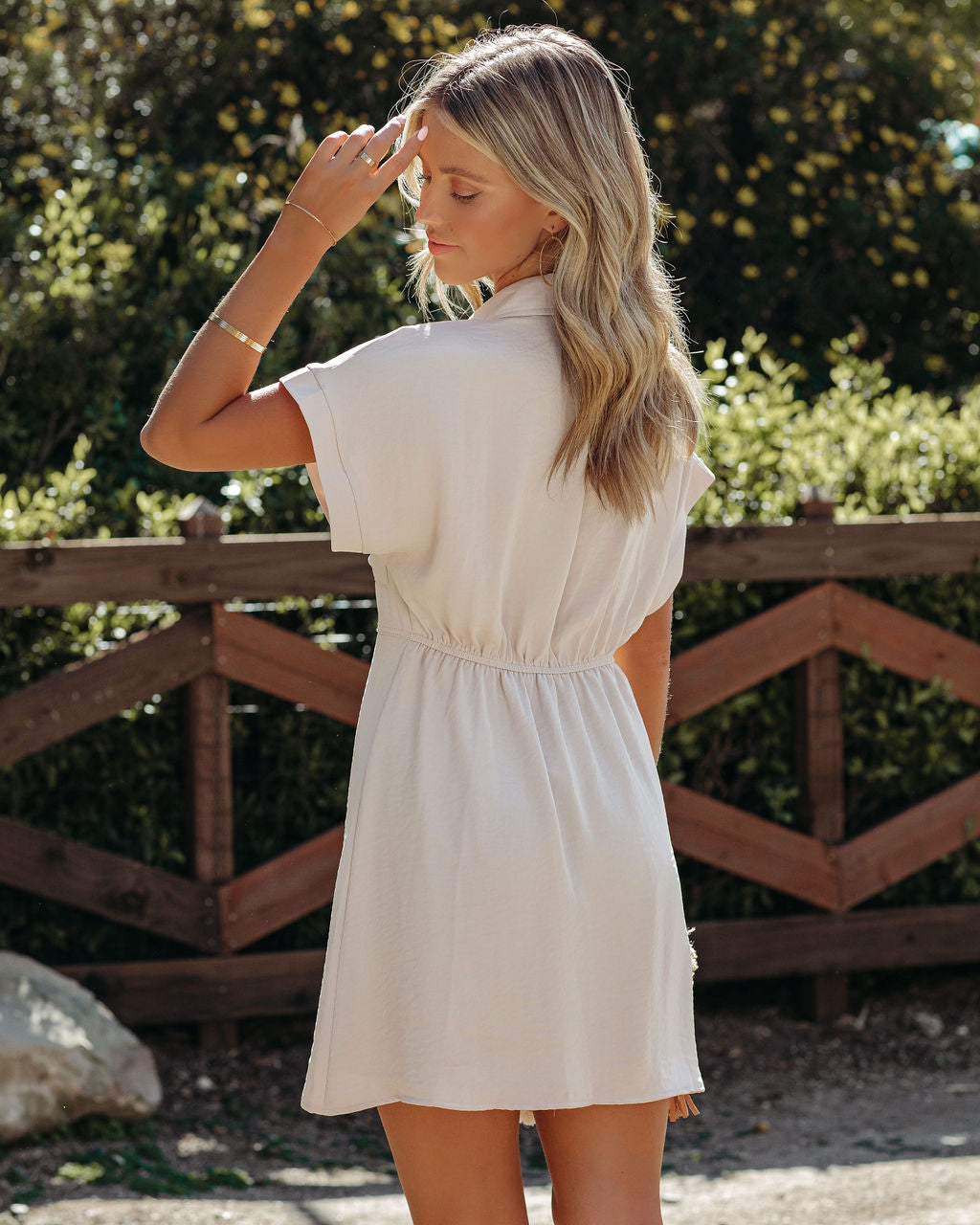 Adelyn Button Down Shirt Dress Taupe