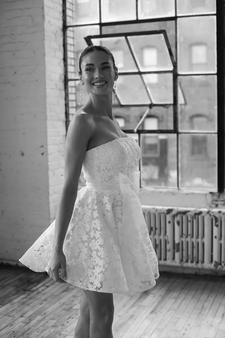 Simple White Full Lace Wedding Dress Vestido De Novia Train Dress Satin Bow Court Bridal Gown