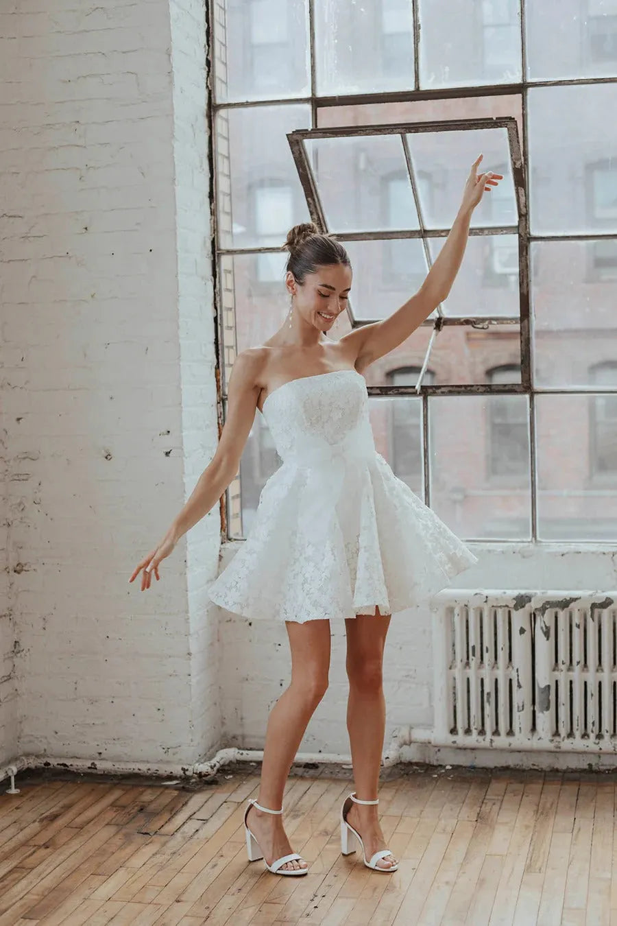 Simple White Full Lace Wedding Dress Vestido De Novia Train Dress Satin Bow Court Bridal Gown