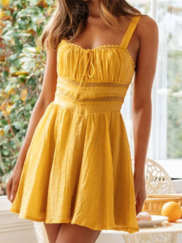 Summer ALine Sleeveless Strap Mini Dresses