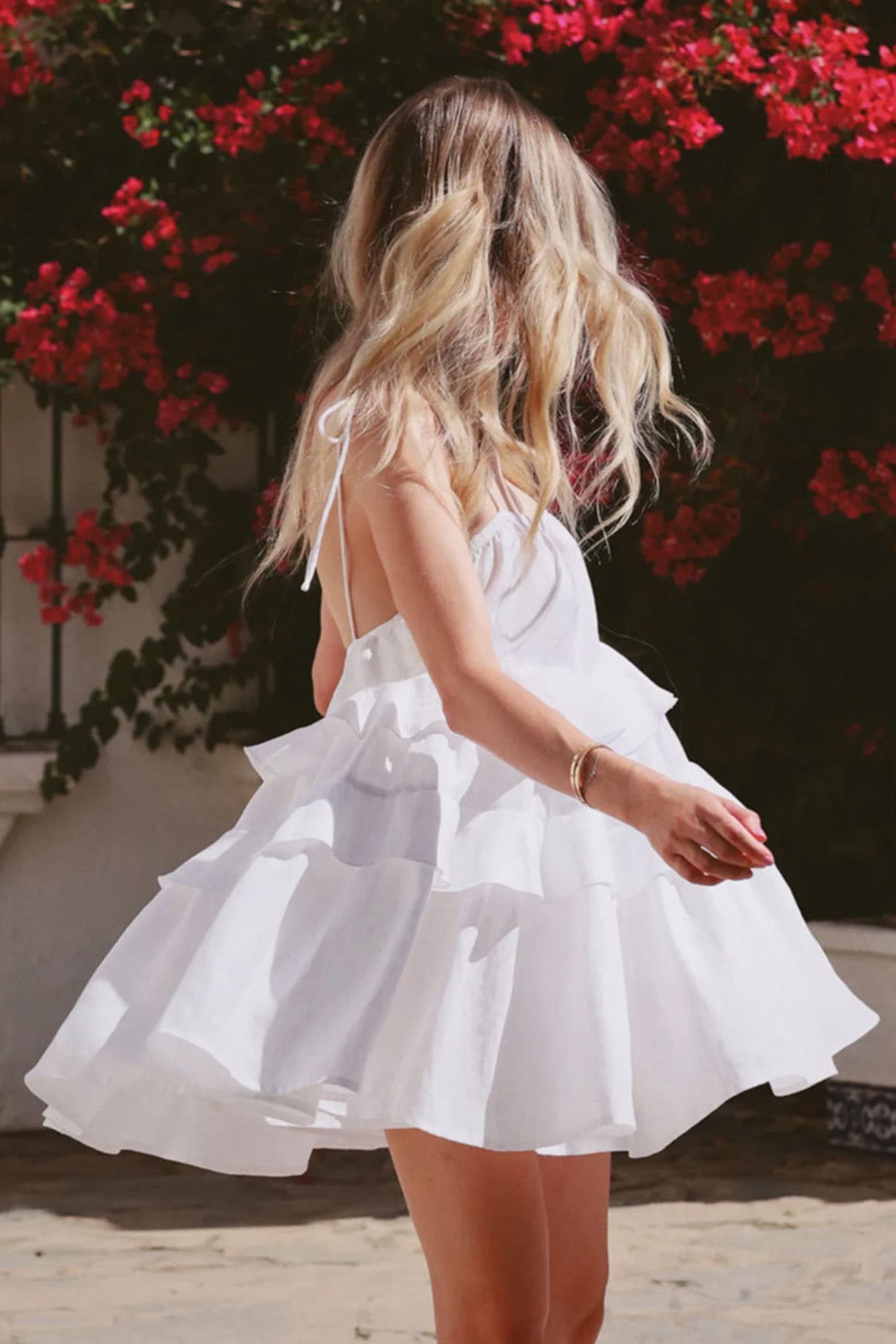Cotton Tie straps Tiered Cami Babydoll Dress