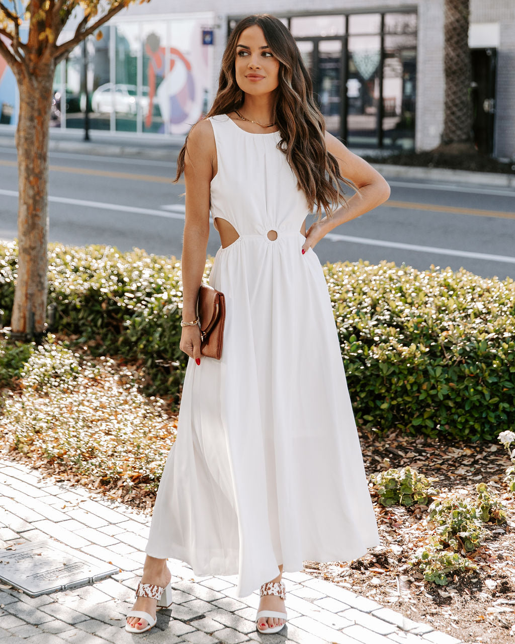 Bay Breeze Cutout Midi Dress Off White